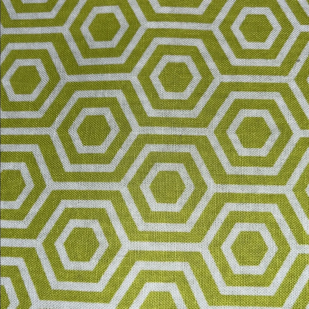 Cotton Fabric Geometric Hexagon Pattern - Lime Green & White 1 Yard 22” by 42”
